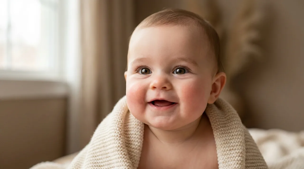 AI-generated portrait of an adorable baby, an example BabyPredict result